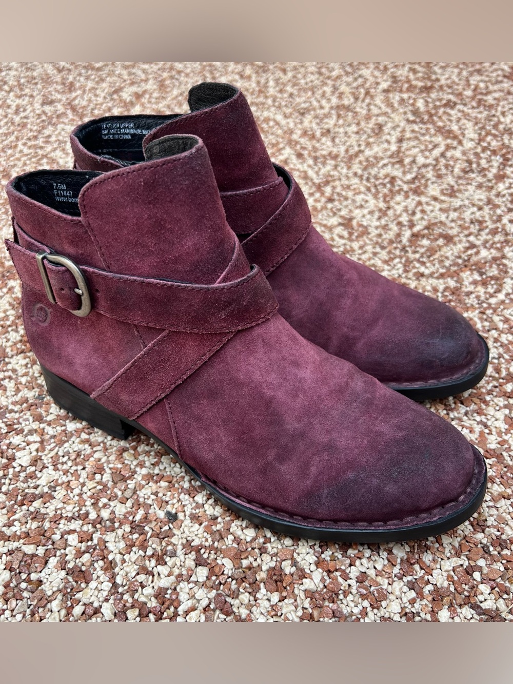 Born Trinculo Amarone  Leather Ankle Boots Size 7.5